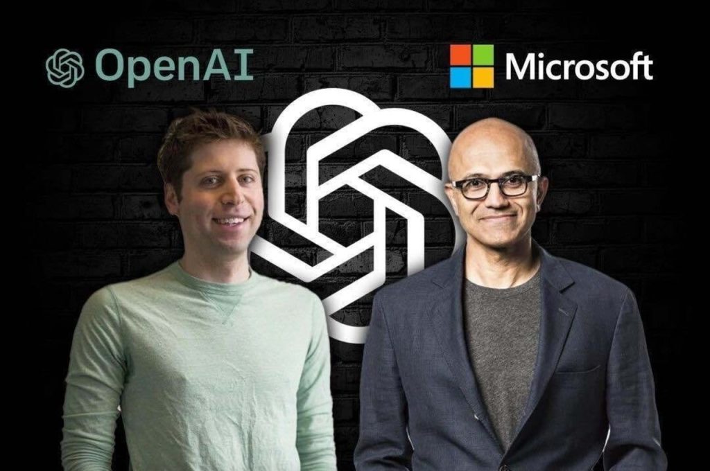 Sam Altman bersama CEO Microsoft Satya Nadella